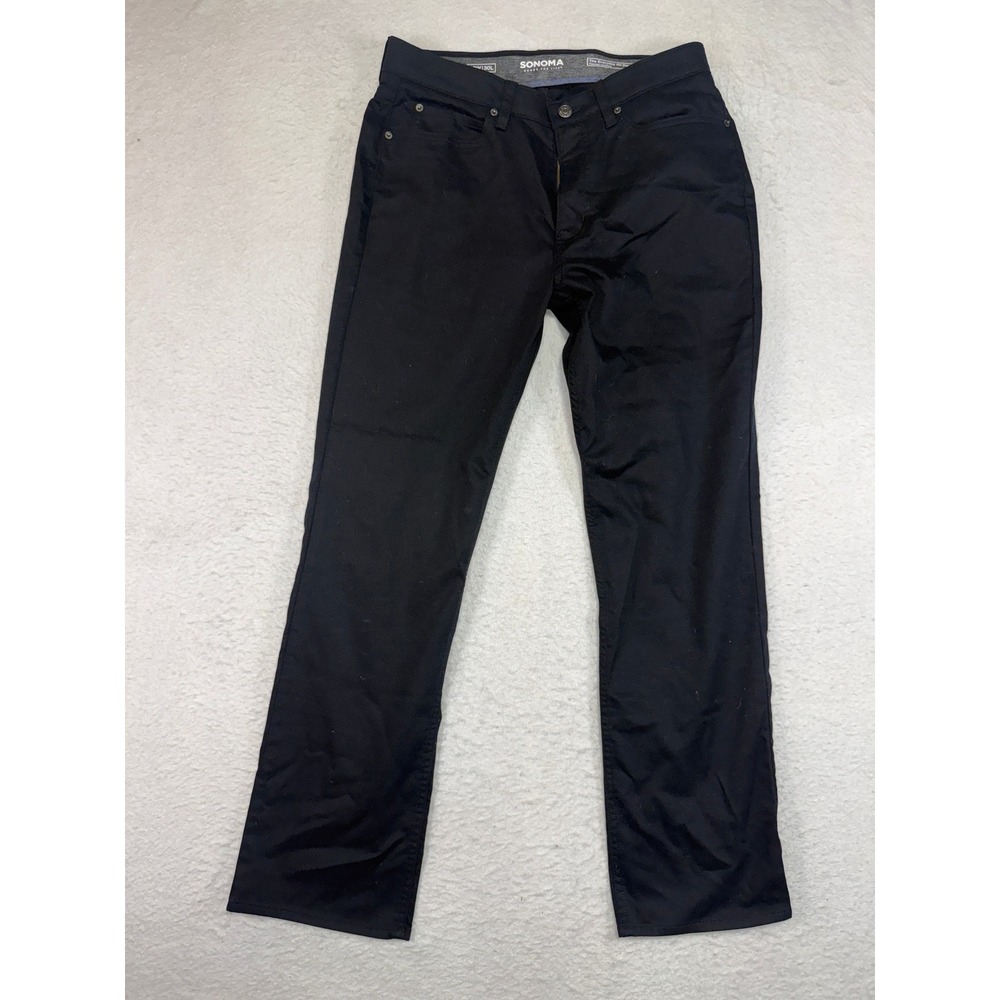 Sonoma Goods For Life Mens Everyday All-Day Pant Black Straight Fit 32x30